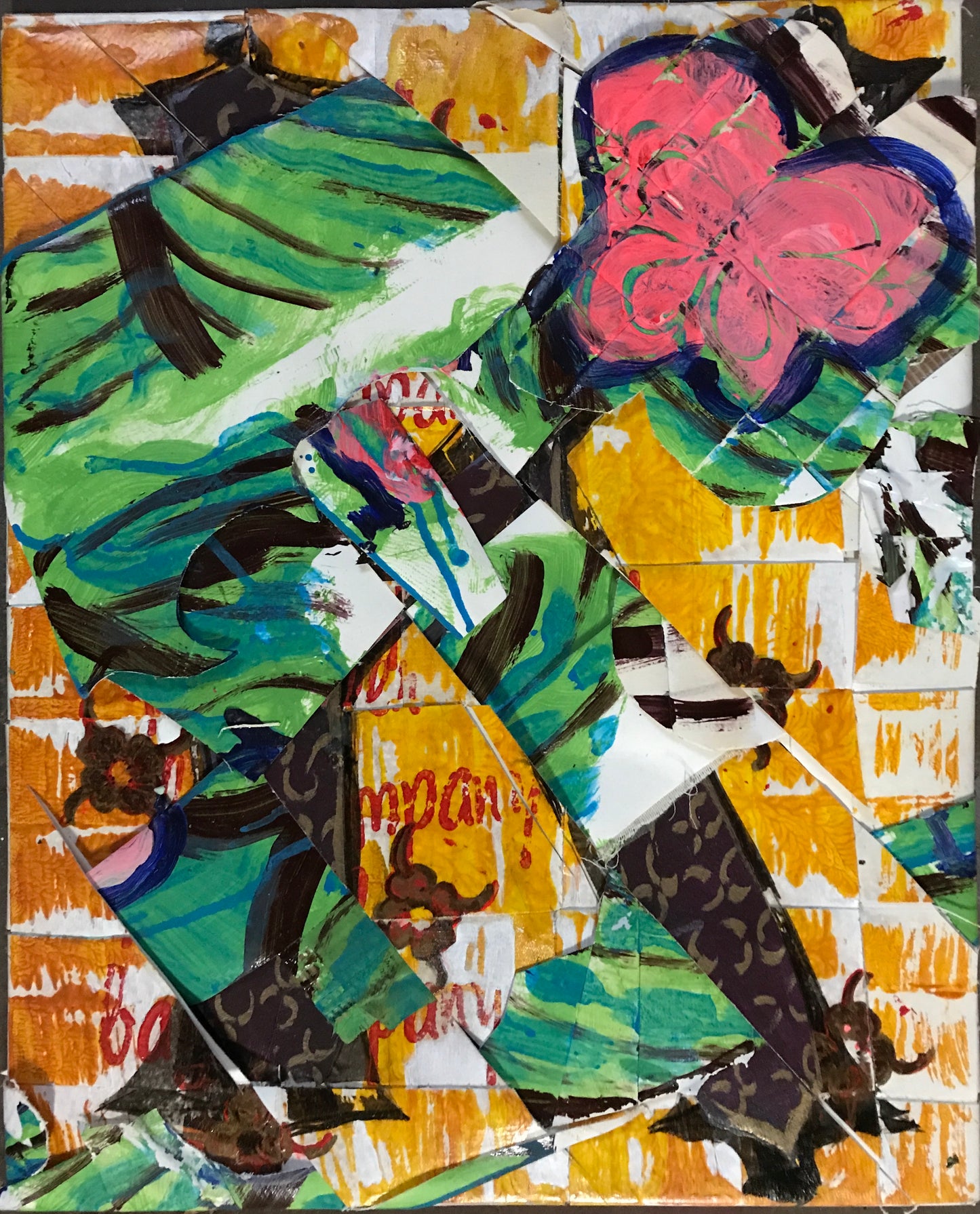 Garden Variety. 1, original painting collage, 2018 - HAPPIEST KID FINDS - Museum-quality antique and vintage posters, original art, preservation and restoration