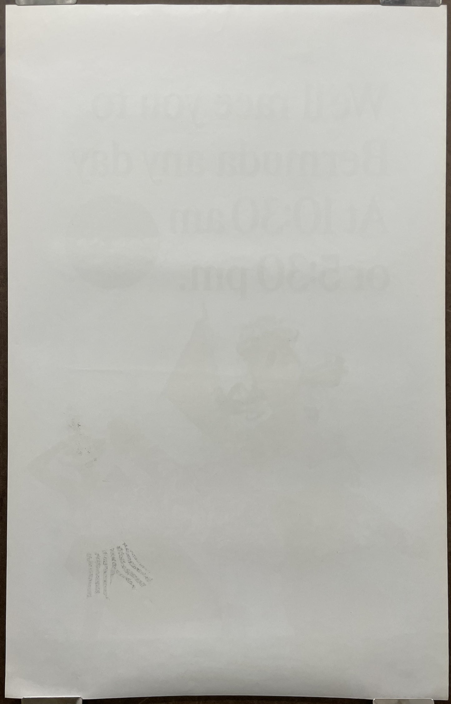 Te echamos una carrera a Bermudas cualquier día. A las 10:30 o a las 17:30. Póster vintage de viaje de la aerolínea Pan Am, c. 1960.