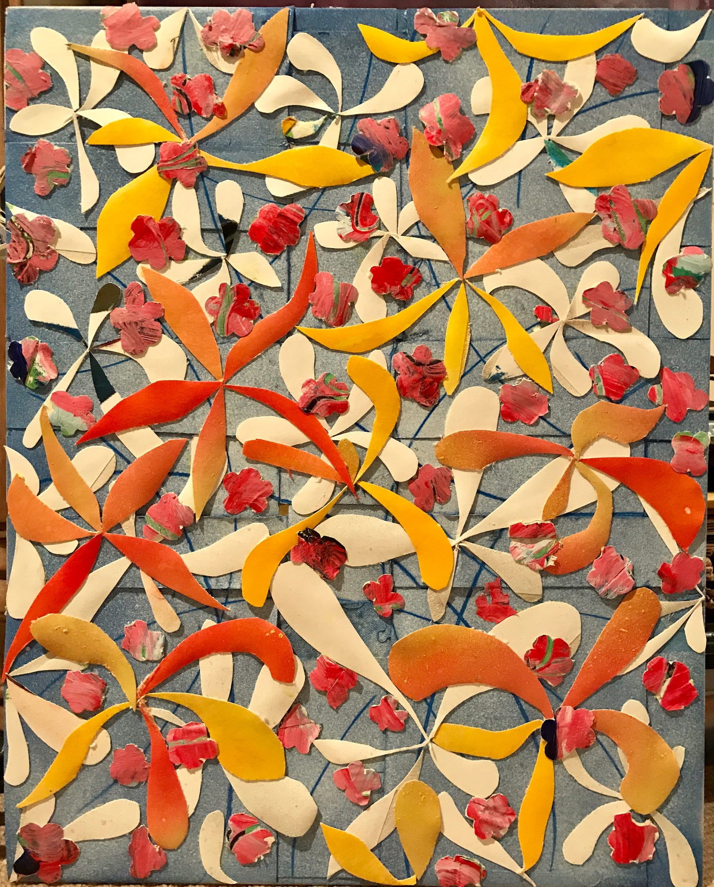 Garden Variety. 5 Star Flower Dance, original painting collage, 2018 - HAPPIEST KID FINDS - Museum-quality antique and vintage posters, original art, preservation and restoration