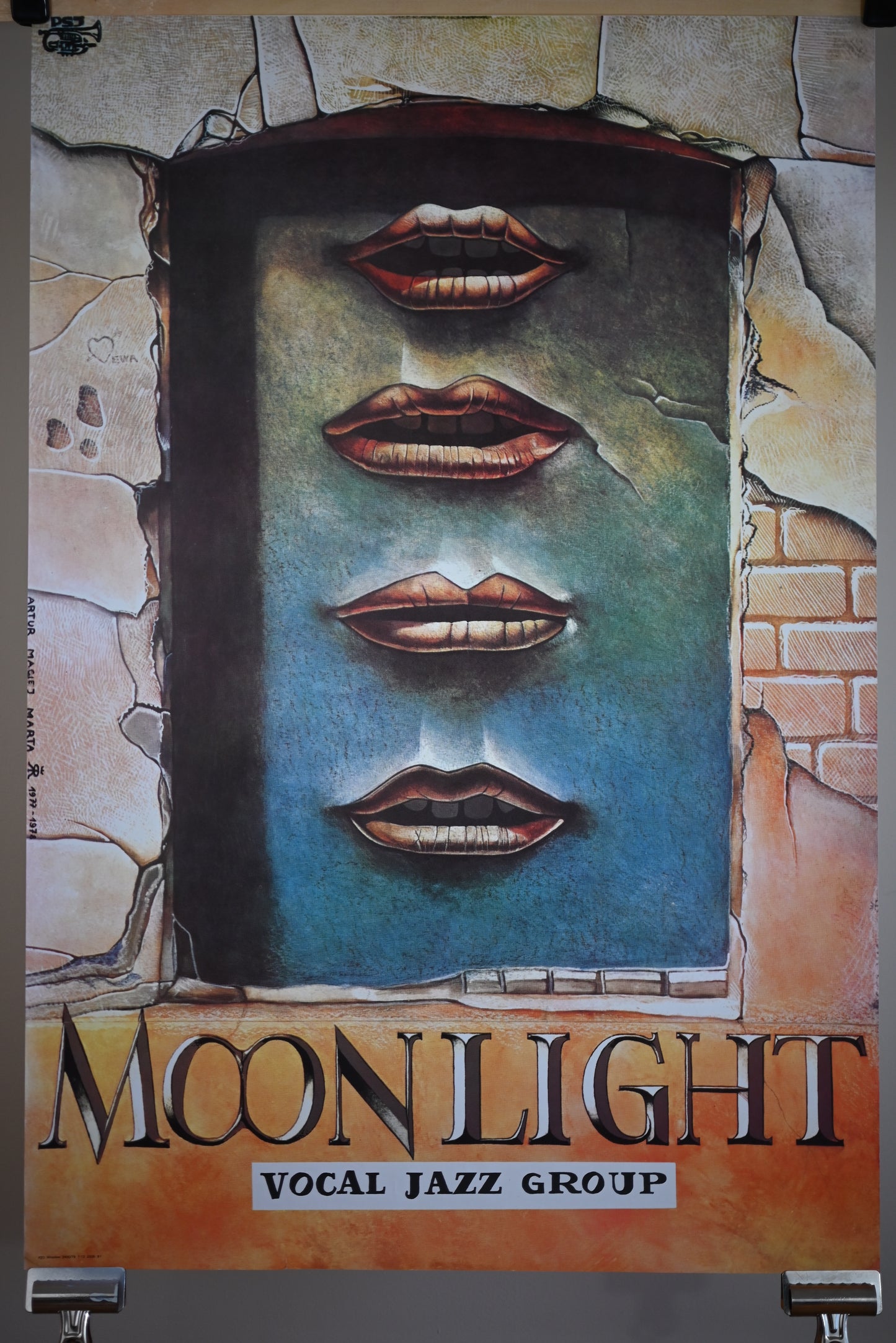Moonlight, grupo de jazz vocal, póster musical polaco vintage, 1979