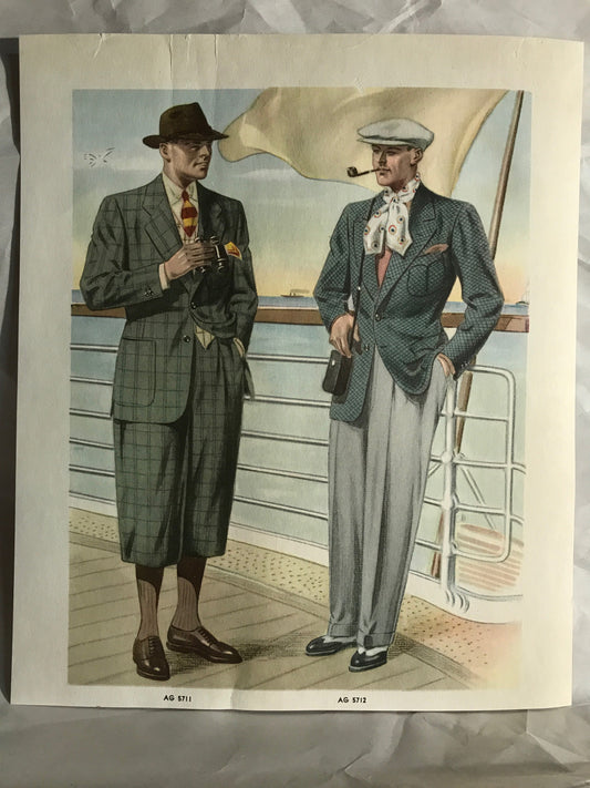 AMERICAN GENTLEMAN FASHIONS, Fall and Winter 1937-1938 (5 prints) - HAPPIEST KID FINDS - Museum-quality antique and vintage posters, original art, preservation and restoration