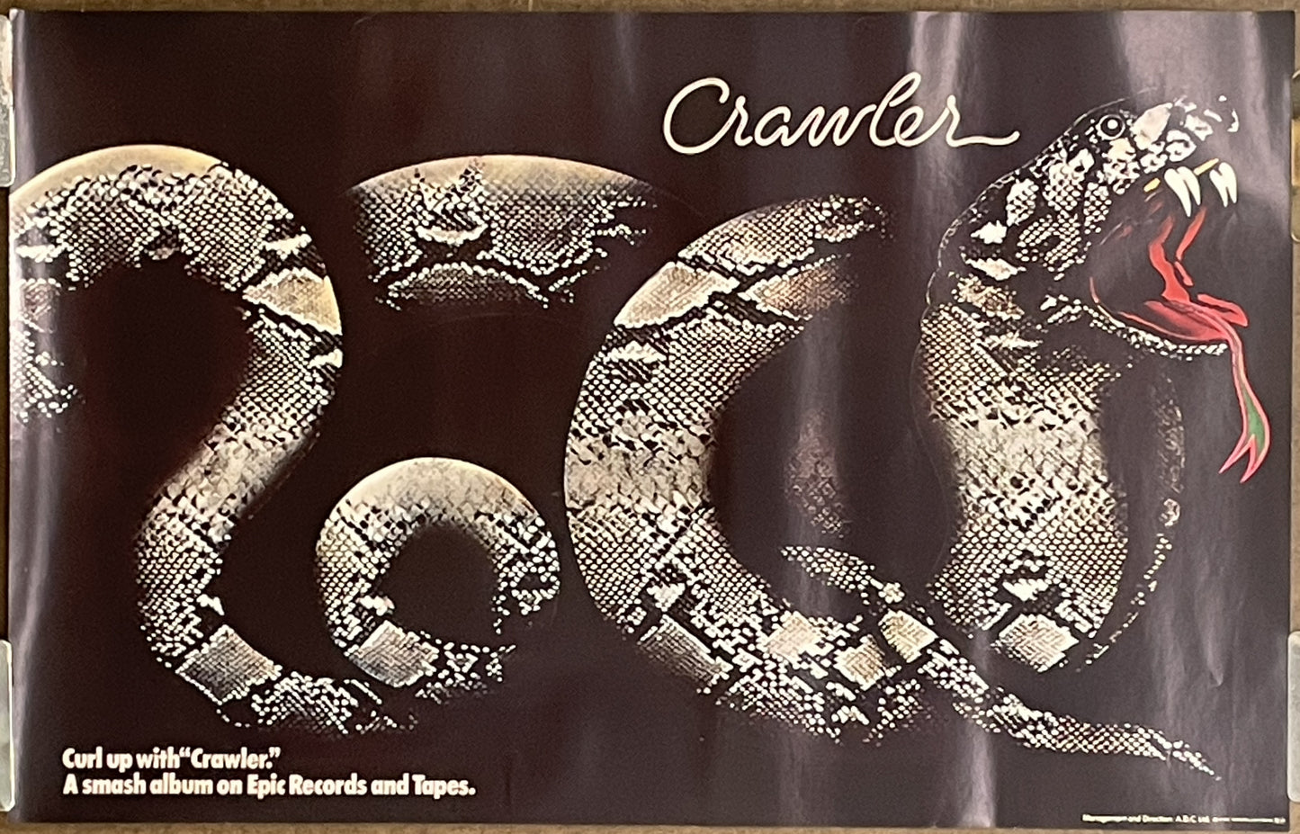 Crawler, vintage music album promo poster, 1977