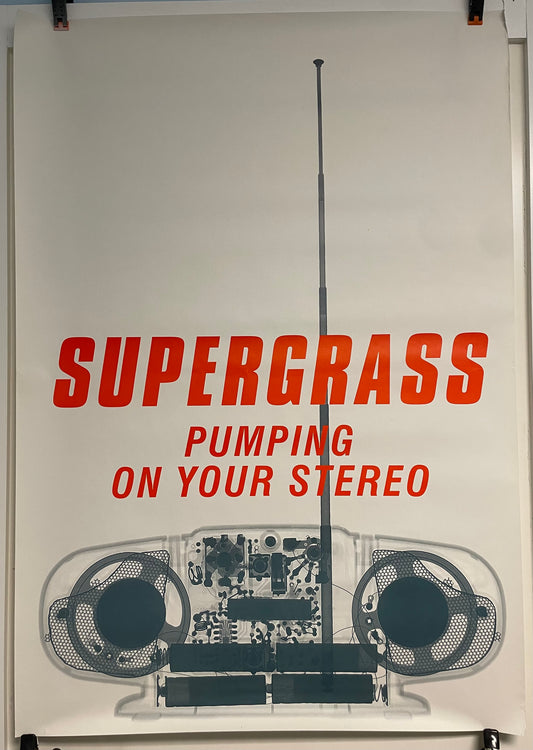 Supergrass - Pumping Up Your Stereo, promo music poster, 1999 - HAPPIEST KID FINDS - Museum-quality antique and vintage posters, original art, preservation and restoration