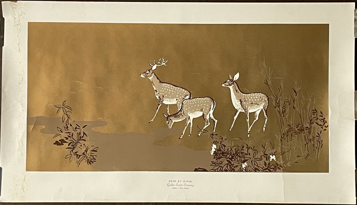 Deer by River, Golden Screen Pr. Japan-Toca school at Happiest Kid Finds