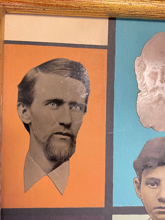 Original Tintype Collage Painting with frame, 1964 - HAPPIEST KID FINDS - Museum-quality antique and vintage posters, original art, preservation and restoration