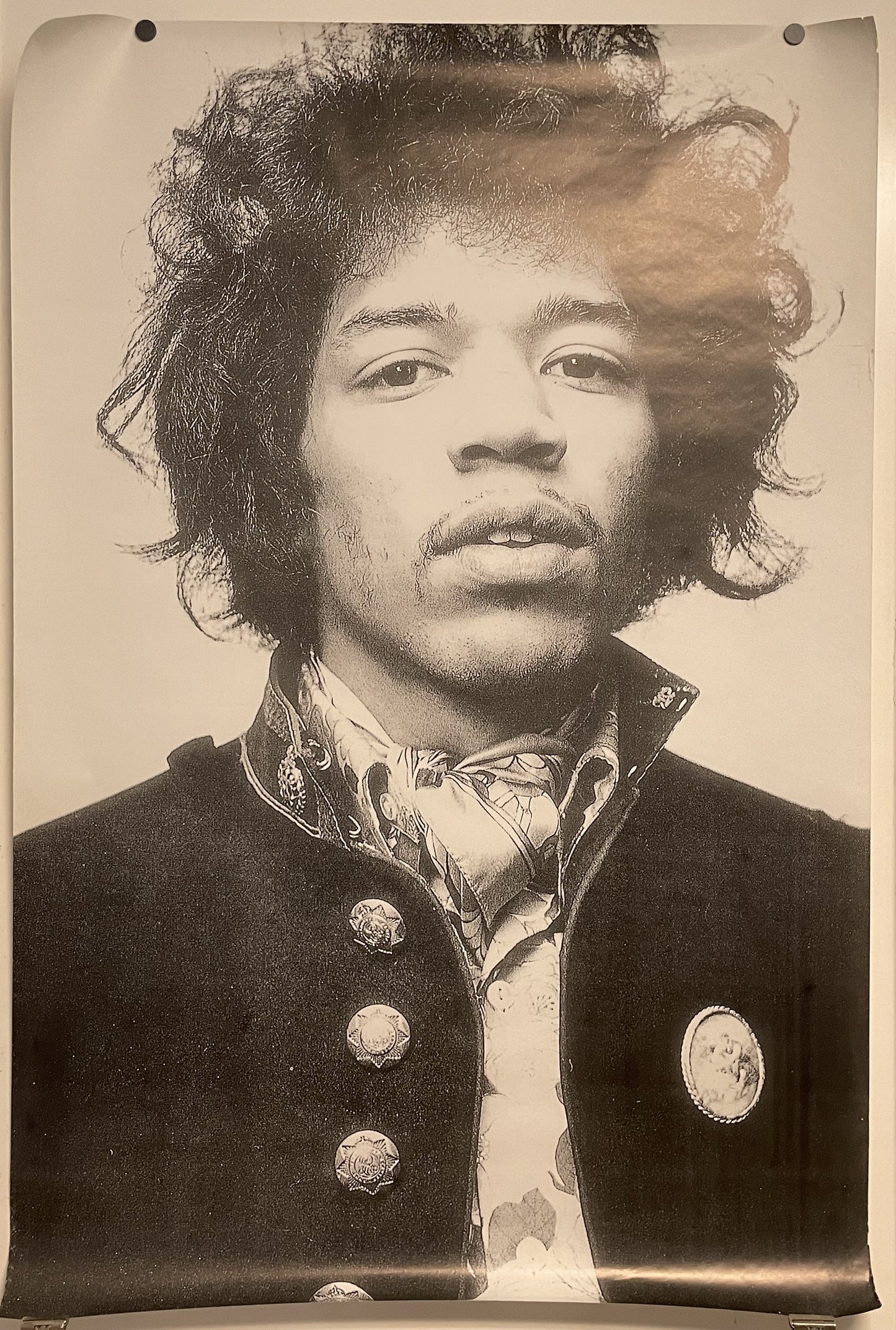 Jimi Hendrix, póster de personalidad en blanco y negro de gran tamaño, c.1980