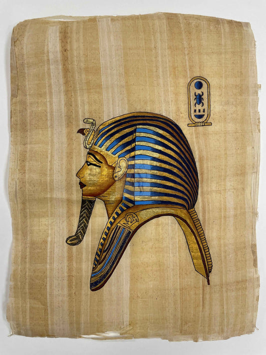 vintage decorative hand-painted on papyrus, (set of 3 from Egypt), c.1970s
