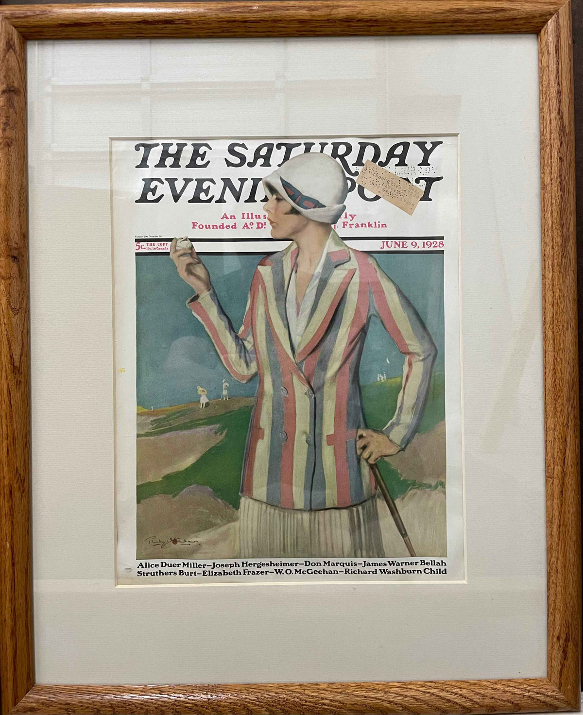 Woman in Sand Trap Framed Vintage Saturday Evening Post Cover June 1928 | Happiest Kid Finds