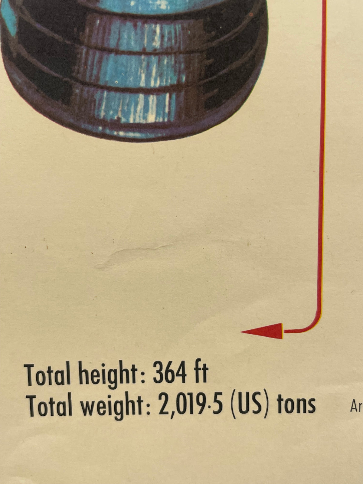 Technical specifications of a large cylindrical object on a beige background