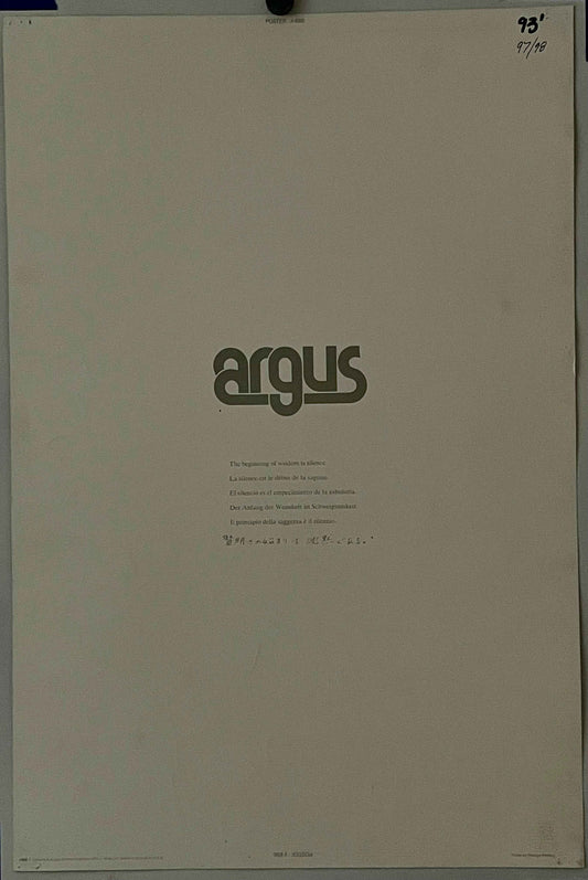 The Beginning of Wisdom is Silence (#886), vintage ARGUS poster, 1974