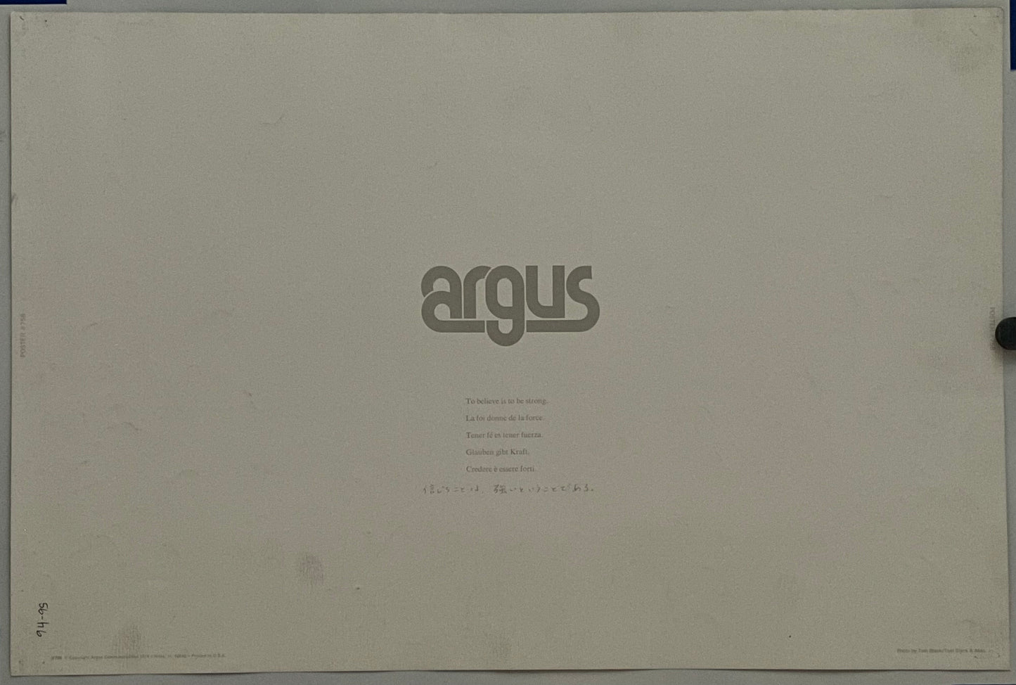 Creer es ser fuerte... (#758), póster vintage de ARGUS Communications