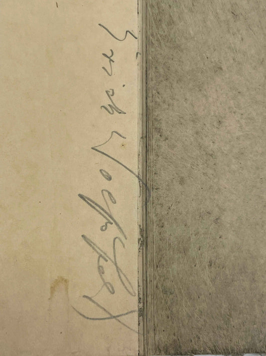 portrait with high collar, hand-signed in pencil, vintage etching