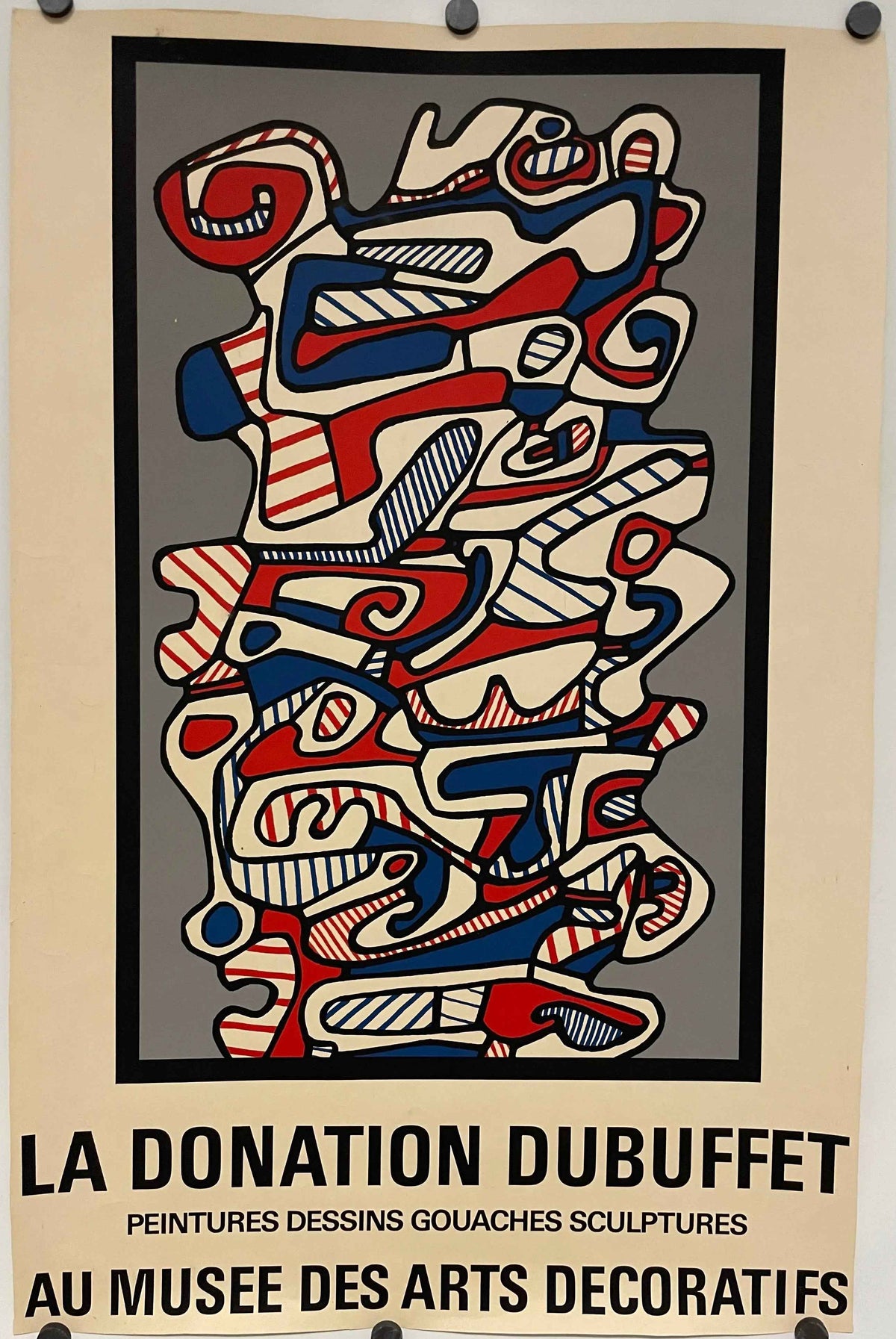 unique The Donation Dubuffet, vintage abstract art exhibition poster, 1967