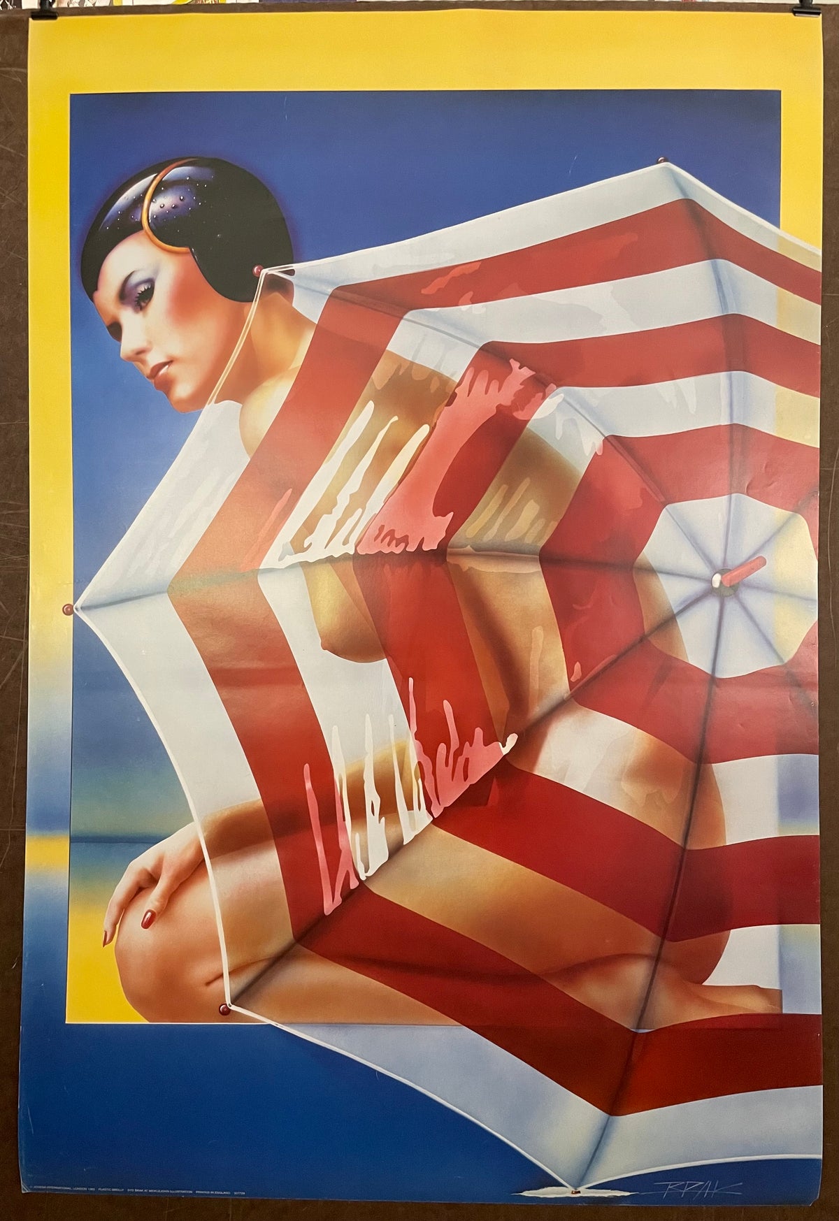 stylized Art Deco design vintage Plastic Brolly poster 1985 | Happiest Kid Finds art restoration vintage poster art gallery
