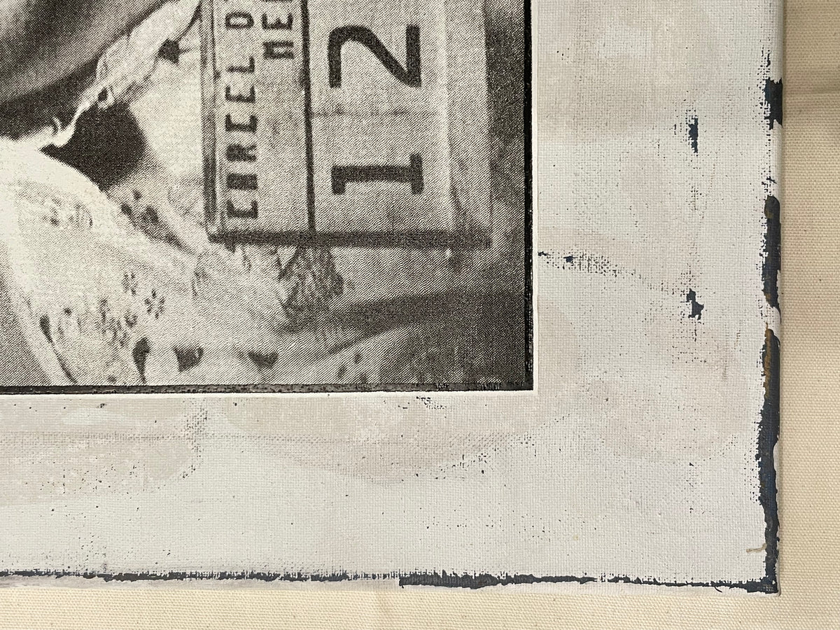 original mixed-media art, SUPREME Pablo Escobar mugshot c.2000 | Happiest Kid Finds art restoration vintage poster art gallery