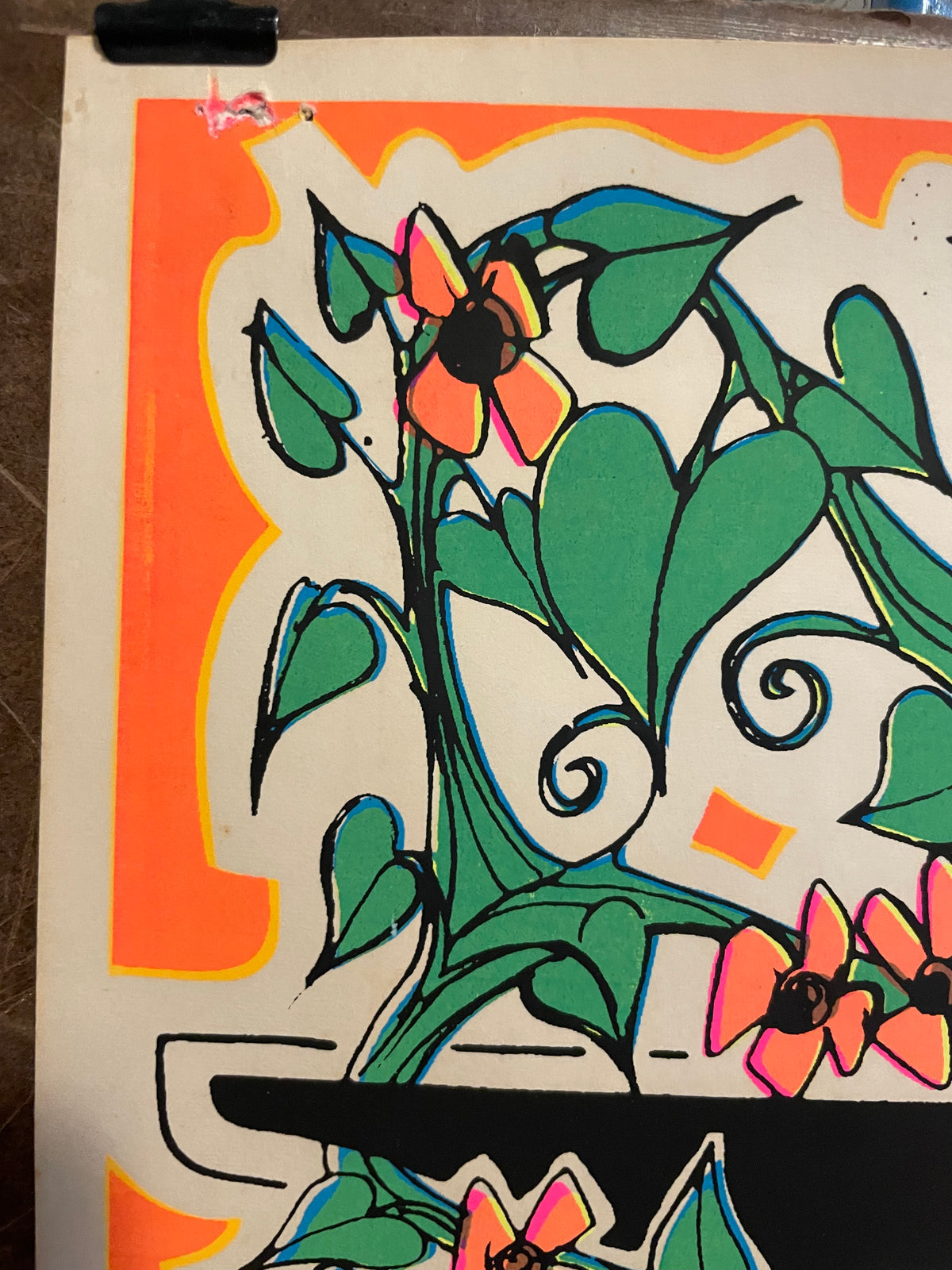 vintage V sign Peace black light poster 1970s | Happiest Kid Finds art restoration vintage poster art gallery
