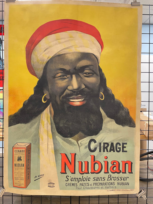Rare and magnificent antique lithographic poster, Cirage Nubian, c.1900 - HAPPIEST KID FINDS - Museum-quality antique and vintage posters, original art, preservation and restoration