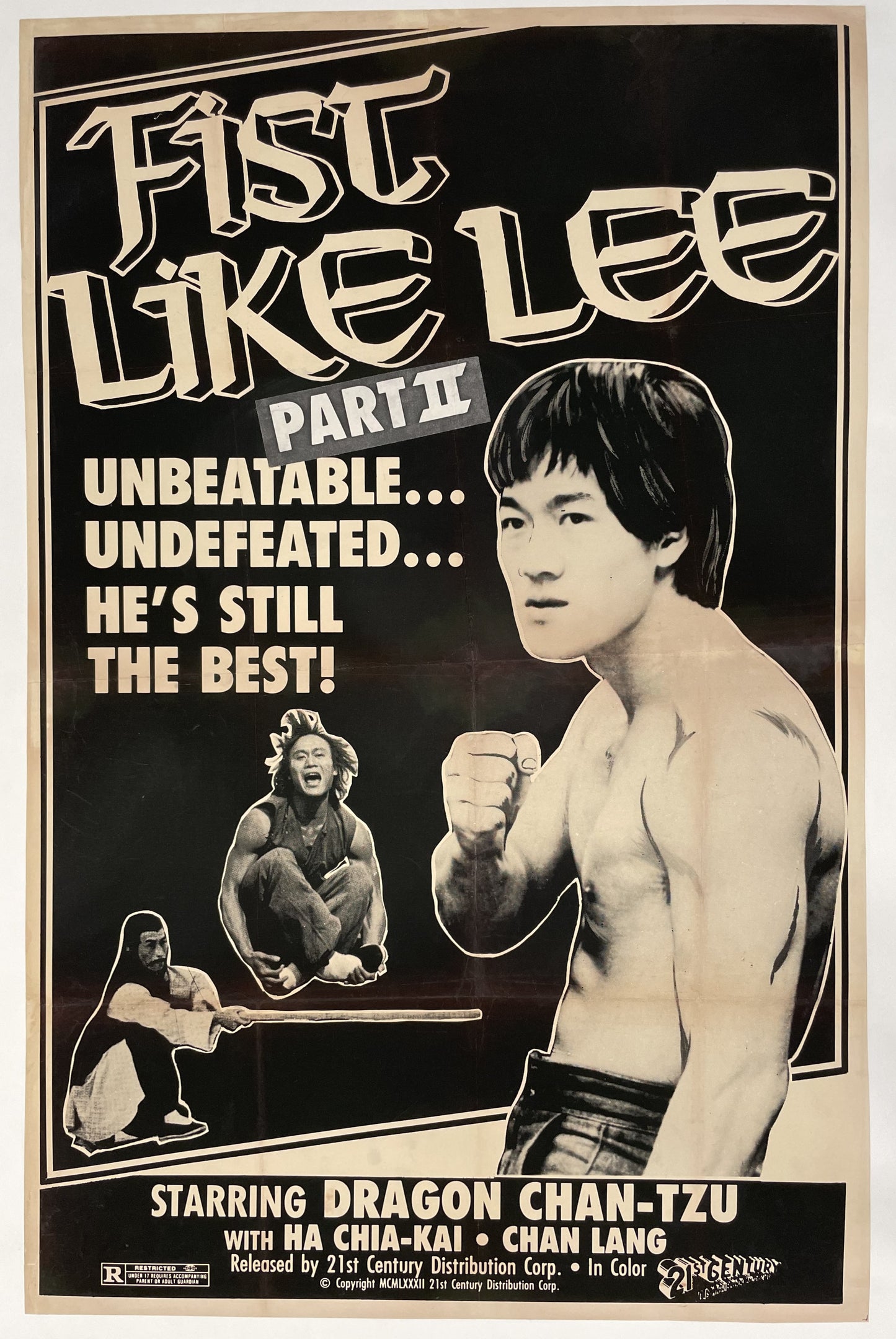 Fist Like Lee - Parte 2, póster vintage de una película de artes marciales, 1986