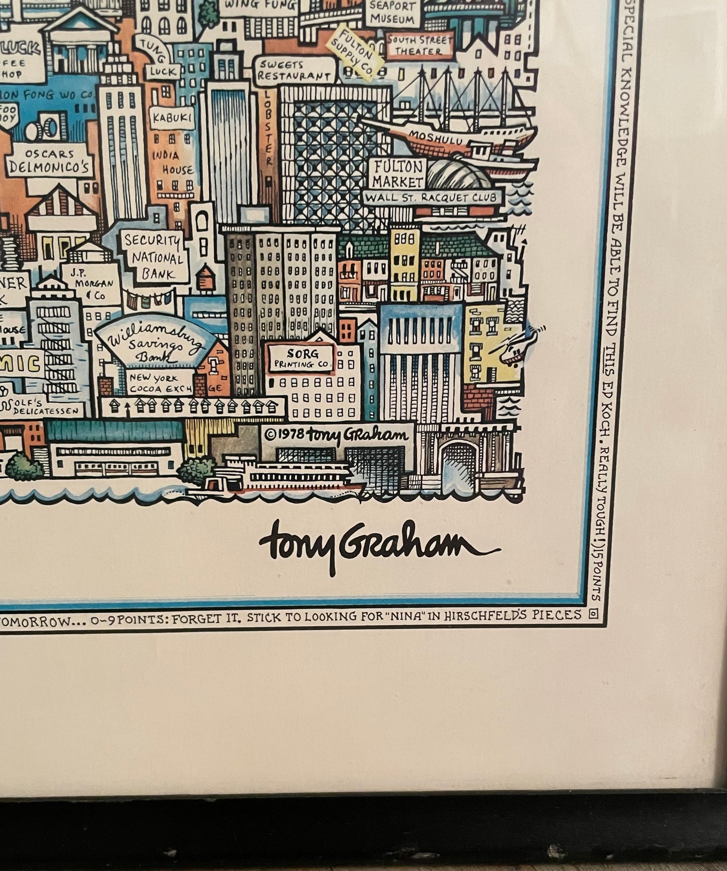 Manhattan, vintage illustration by Tony Graham, 1978 - HAPPIEST KID FINDS - Museum-quality antique and vintage posters, original art, preservation and restoration