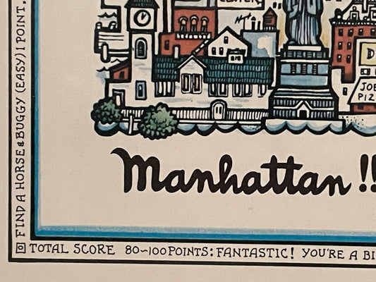Manhattan, vintage illustration by Tony Graham, 1978 - HAPPIEST KID FINDS - Museum-quality antique and vintage posters, original art, preservation and restoration