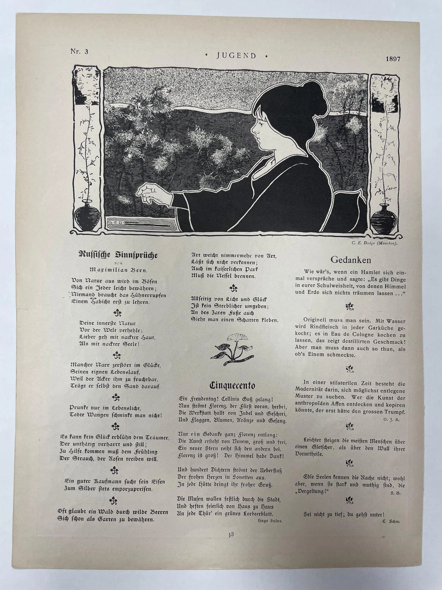 Nr.3 JUGEND, antique publication cover, January 16, 1897