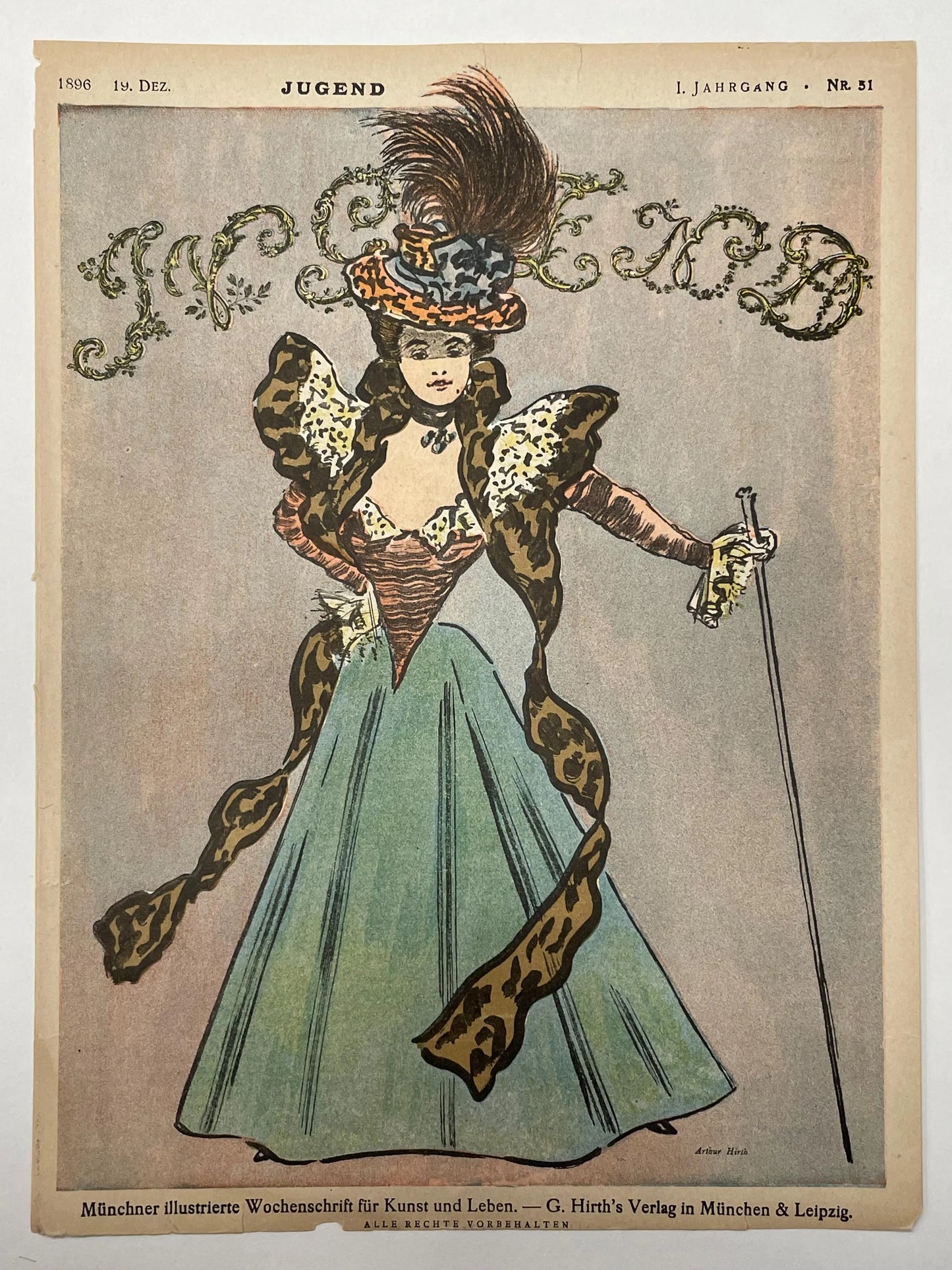 Nr.51 JUGEND, antique page from publication, December 19, 1896