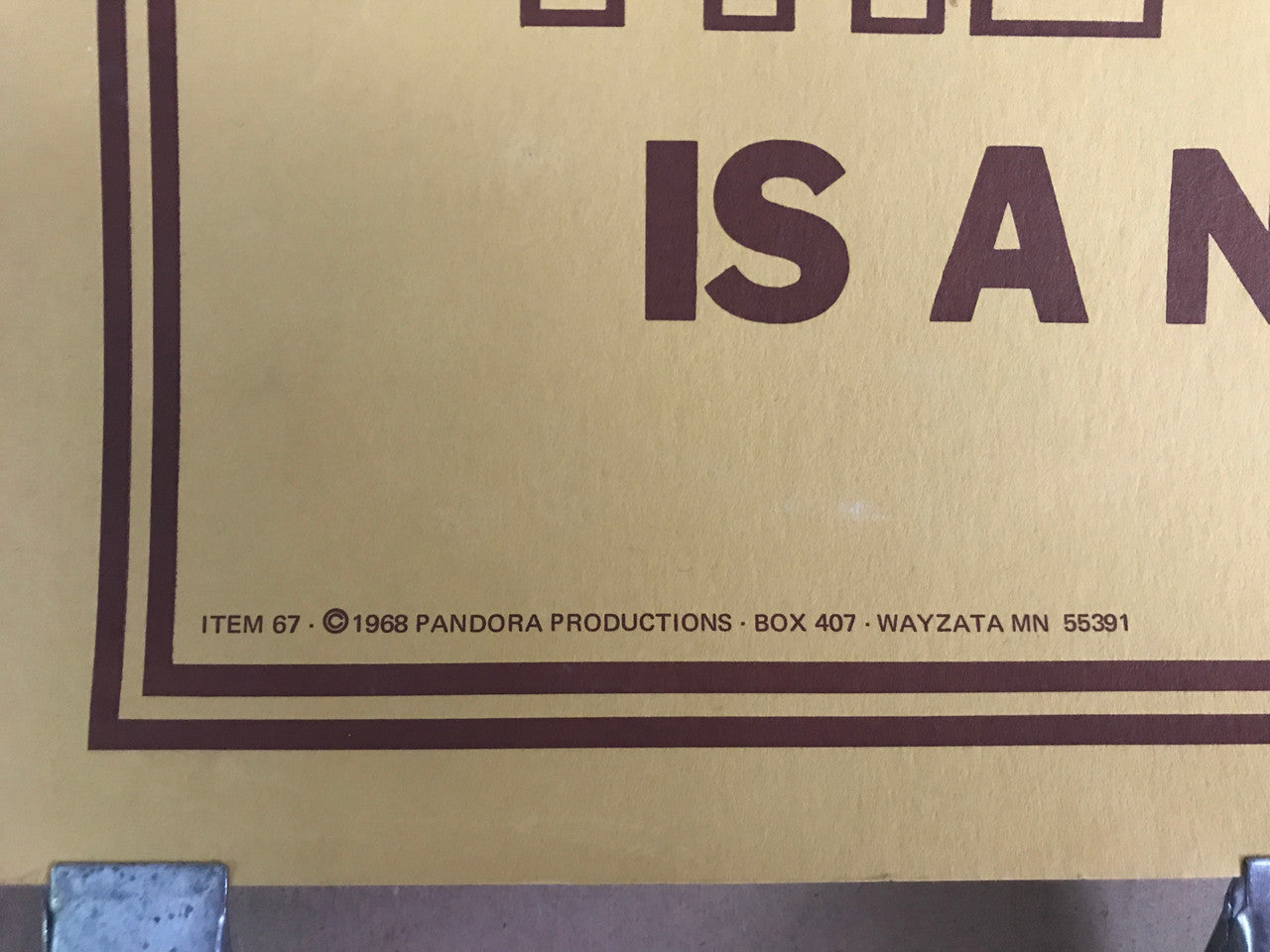 LA PÍLDORA ES UN NO, NO, póster litográfico vintage de propaganda de Pandora Productions, 1968