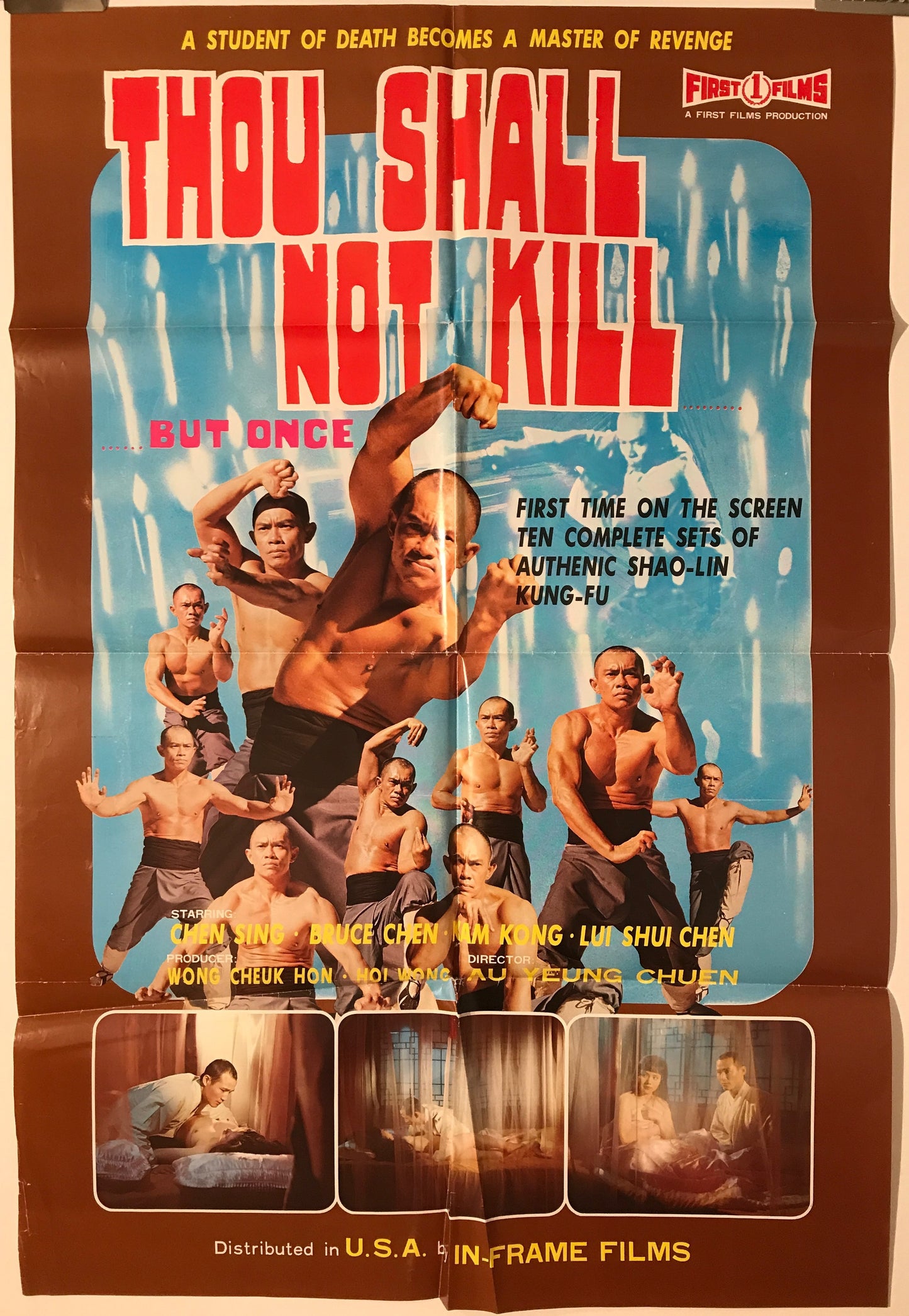 No matarás más que una vez, póster vintage de una película de artes marciales, 1975