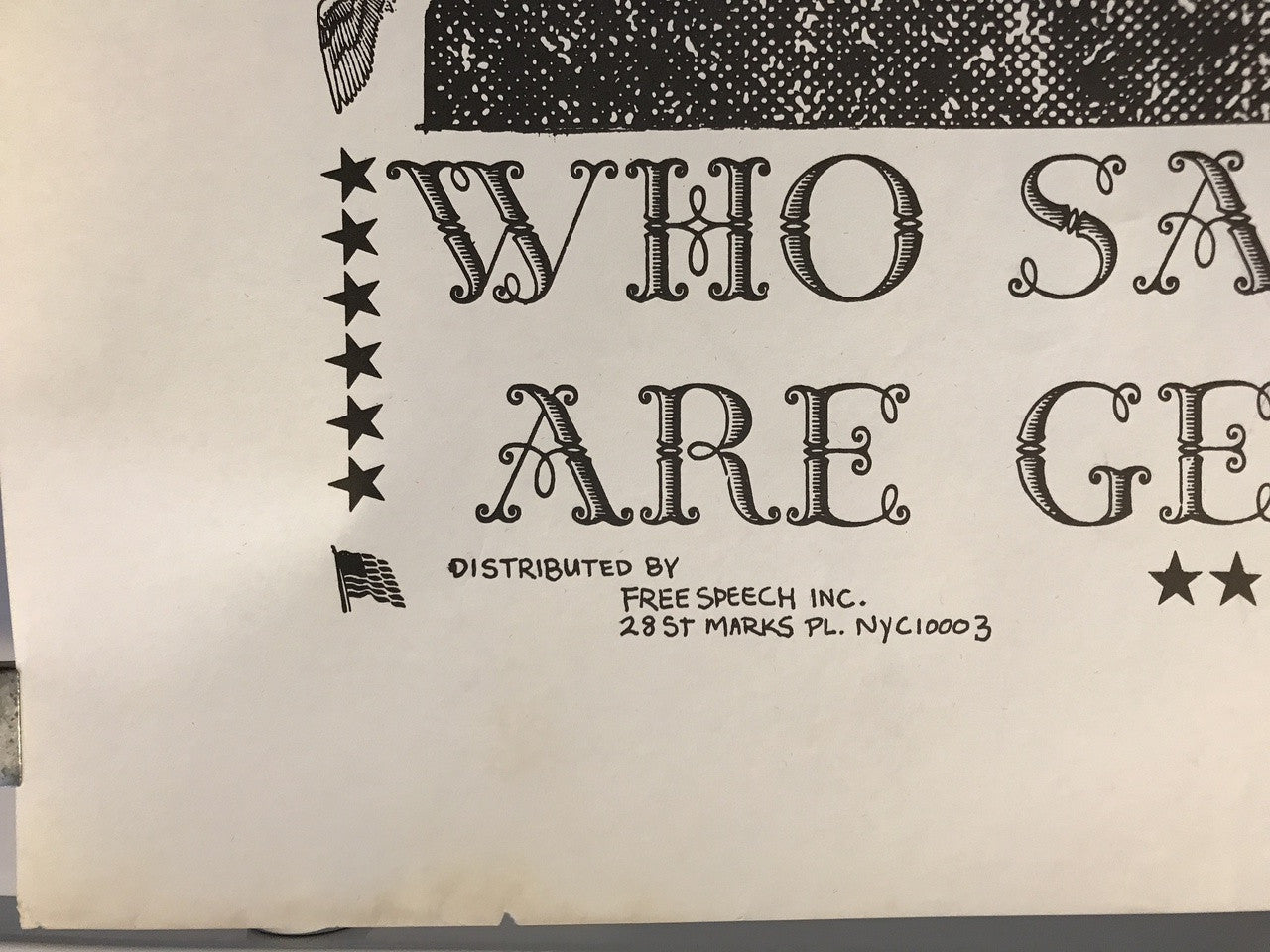 ¿Quién dice que los estadounidenses se están volviendo blandos?, póster litográfico vintage de orgullo/contracultura, c.1969