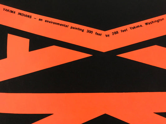 Yakima Indians - Environmental painting, vintage silk screen typographic black light poster, a. Barry Bryant, 1970 - HAPPIEST KID FINDS - Museum-quality antique and vintage posters, original art, preservation and restoration