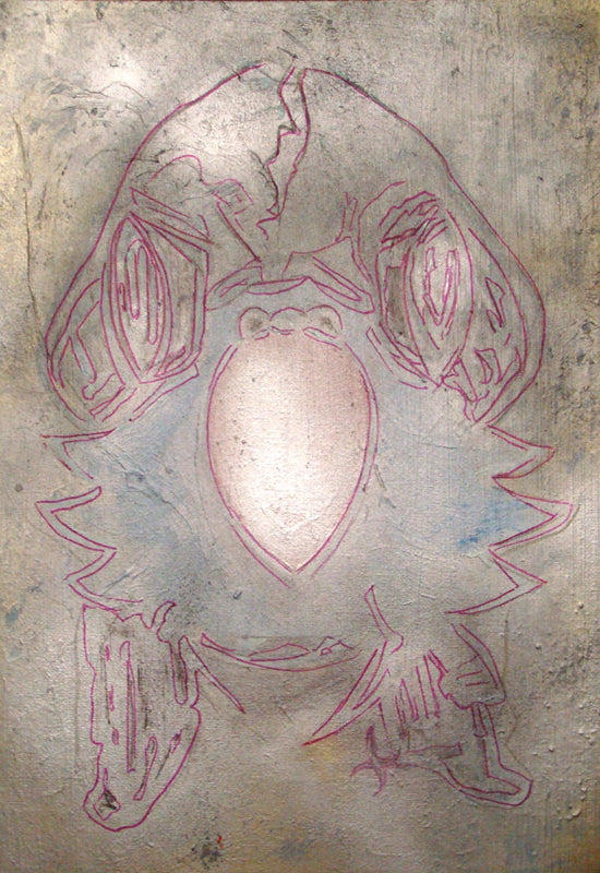 Aviador - LaPoderosa (plata), pintura original con plantilla, 2011