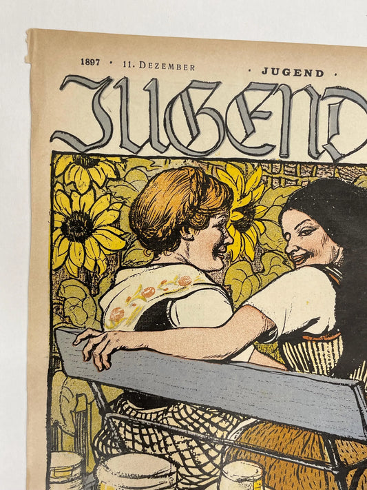 lI. Jahrgang Nr.50 JUGEND, antique publication cover, December 11, 1897 - HAPPIEST KID FINDS - Museum-quality antique and vintage posters, original art, preservation and restoration