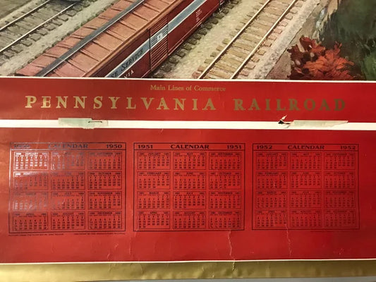 Main Lines of Commerce - Pennsylvania Railroad calendar 1950-51-52 by Grif Teller - HAPPIEST KID FINDS - Museum-quality antique and vintage posters, original art, preservation and restoration