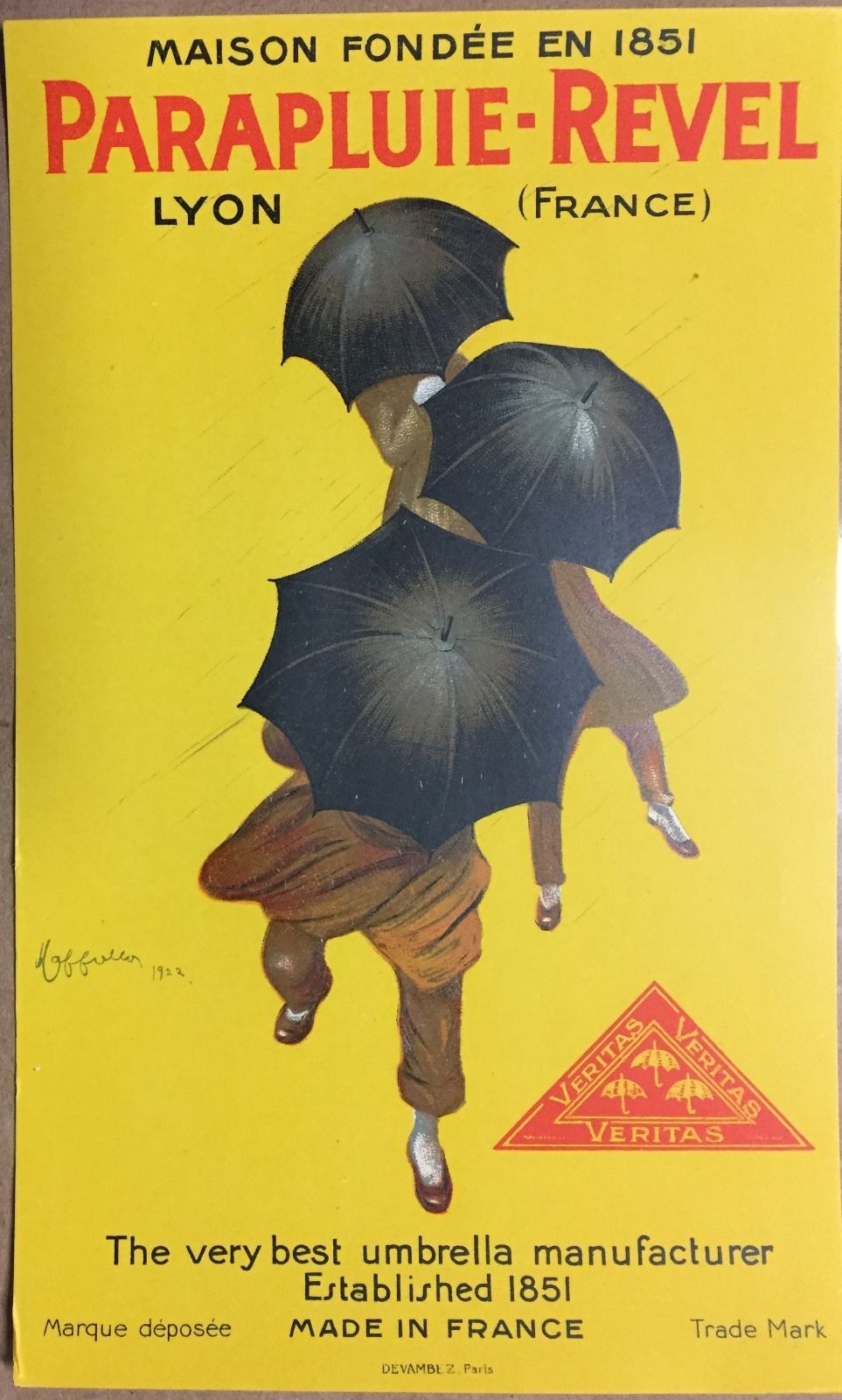 Parapluie - Revel, vintage product label by Leonetto Cappiello, 1922