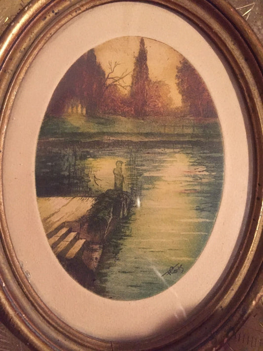 untitled, hand-colored etching, c.1950 - HAPPIEST KID FINDS - Museum-quality antique and vintage posters, original art, preservation and restoration