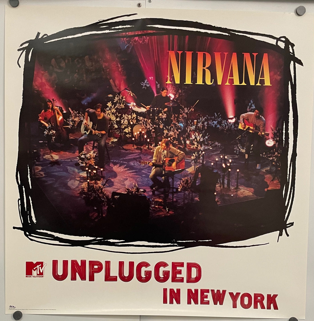 Rare and vintage NIRVANA Unplugged in New York, MTV series poster, 1994