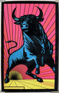 Bull, vintage flocked blacklight poster, 1975 - HAPPIEST KID FINDS - Museum-quality antique and vintage posters, original art, preservation and restoration