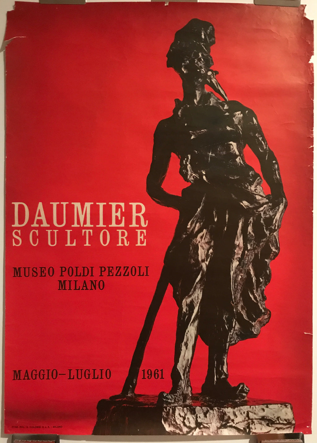 Daumier Scultore, vintage lithographic exhibition  poster, 1961 - HAPPIEST KID FINDS - Museum-quality antique and vintage posters, original art, preservation and restoration