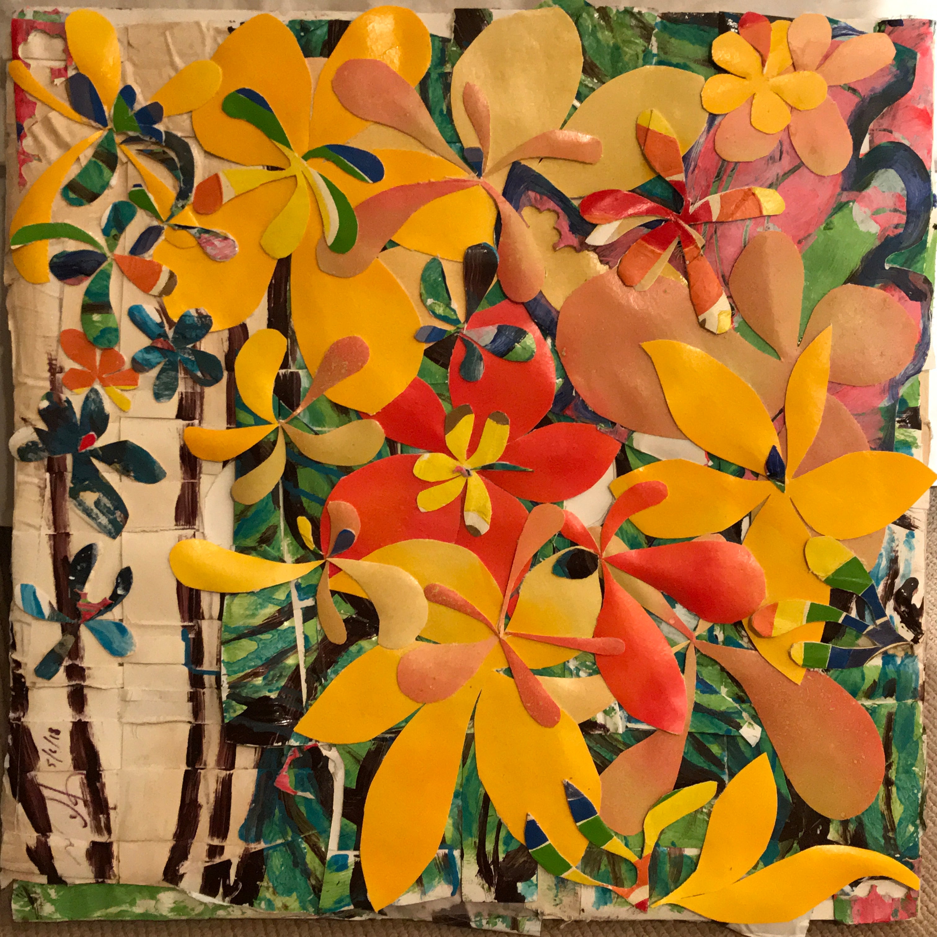 Garden Variety. 6 Wild Flowers, original painting collage, 2018 - HAPPIEST KID FINDS - Museum-quality antique and vintage posters, original art, preservation and restoration