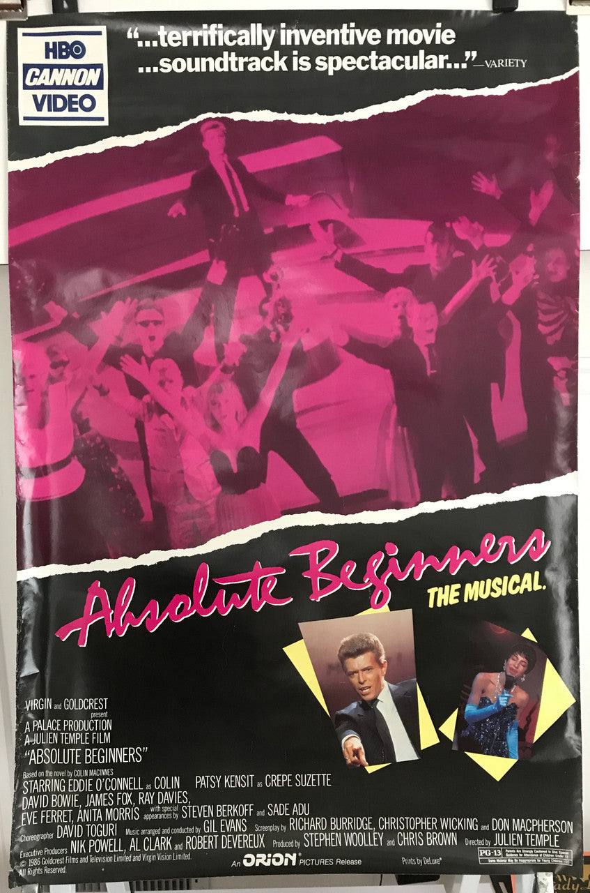 Absolute Beginners - The Musical, video rental film poster featuring David Bowie, 1986 - HAPPIEST KID FINDS - Museum-quality antique and vintage posters, original art, preservation and restoration