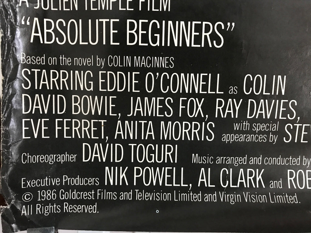 Absolute Beginners - The Musical, video rental film poster featuring David Bowie, 1986 - HAPPIEST KID FINDS - Museum-quality antique and vintage posters, original art, preservation and restoration