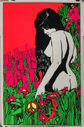 The Burden of Life is Love, Vintage Silk Screen Psychedelic Head Shop Poster with beautiful nude woman in an electric field, c.1969 - HAPPIEST KID FINDS - Museum-quality antique and vintage posters, original art, preservation and restoration
