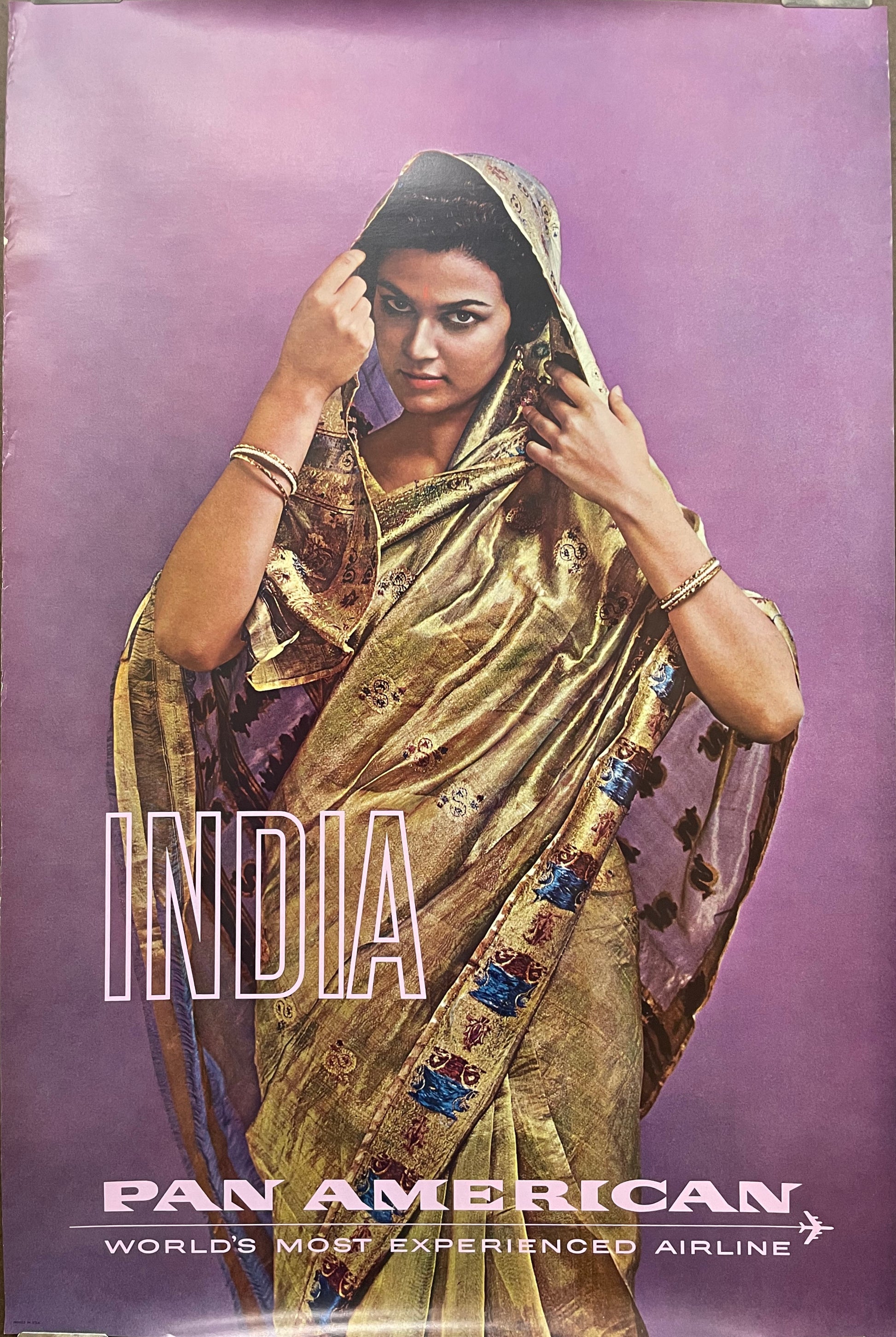 India, vintage Pan Am airline travel poster, 1964 at Happiest Kid Finds