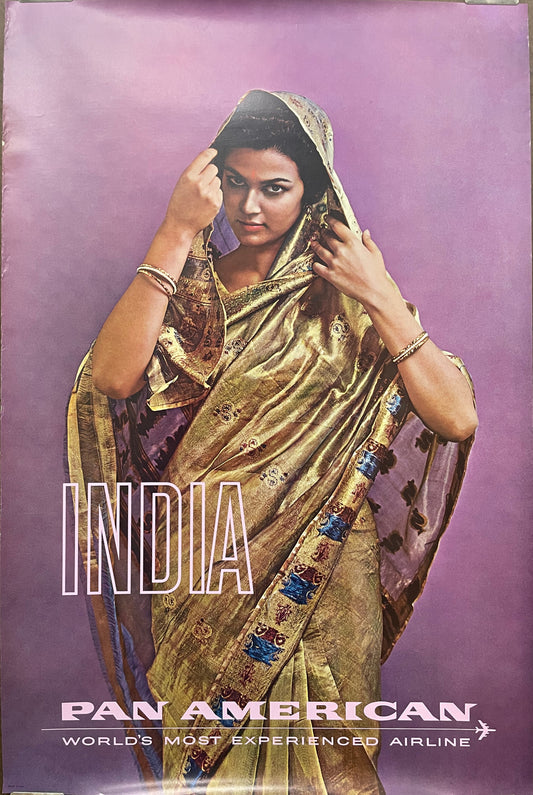 India, vintage Pan Am airline travel poster, 1964 at Happiest Kid Finds