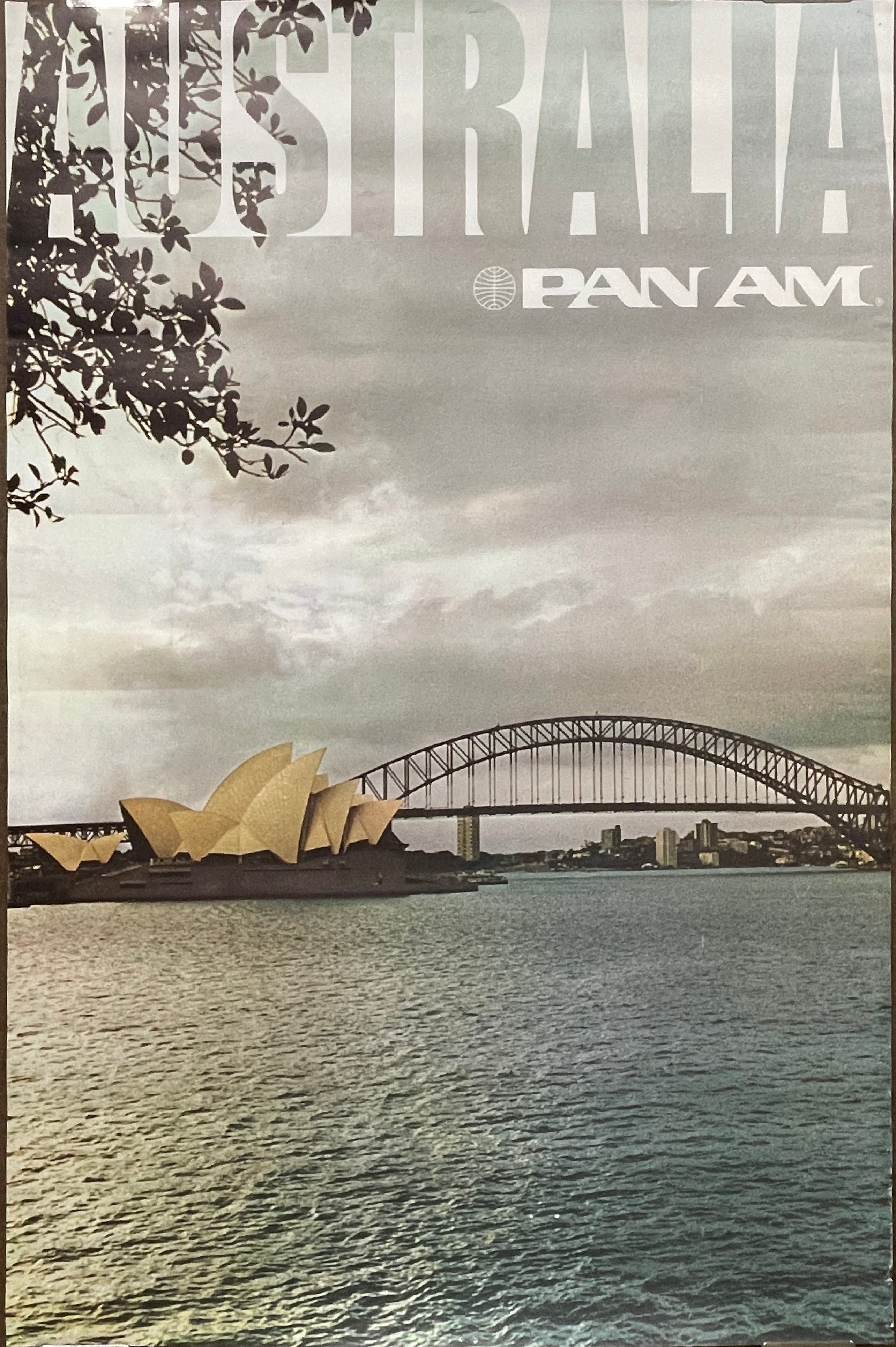 (P265) Australia, vintage Pan Am airline travel poster, 1975 - HAPPIEST KID FINDS - Museum-quality antique and vintage posters, original art, preservation and restoration