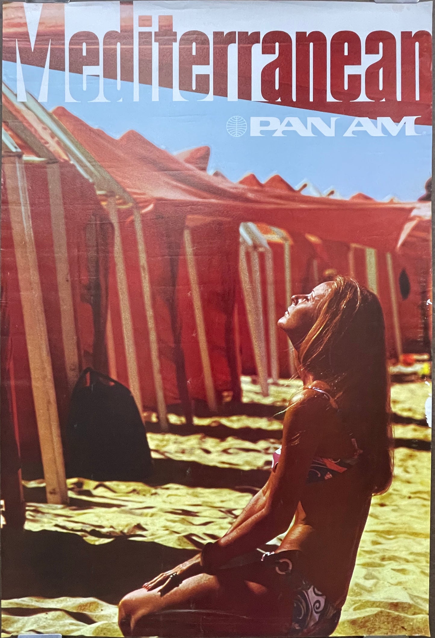 (P267) Mediterranean, vintage Pan Am airline travel poster, 1975