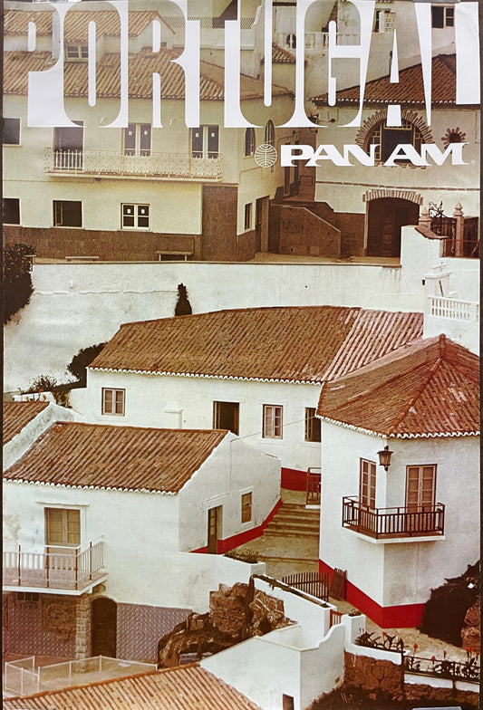 (P270) Portugal, vintage Pan Am airline travel poster, 1975