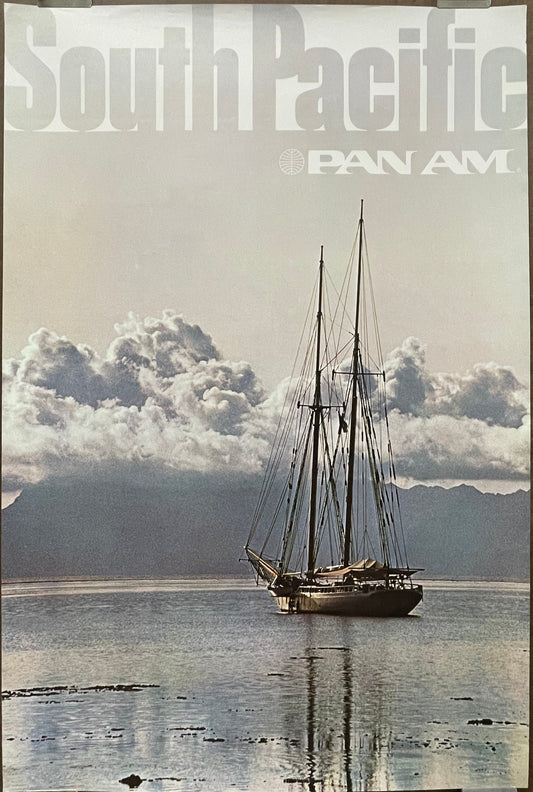 (P264) South Pacific, vintage Pan Am airline travel poster, 1975
