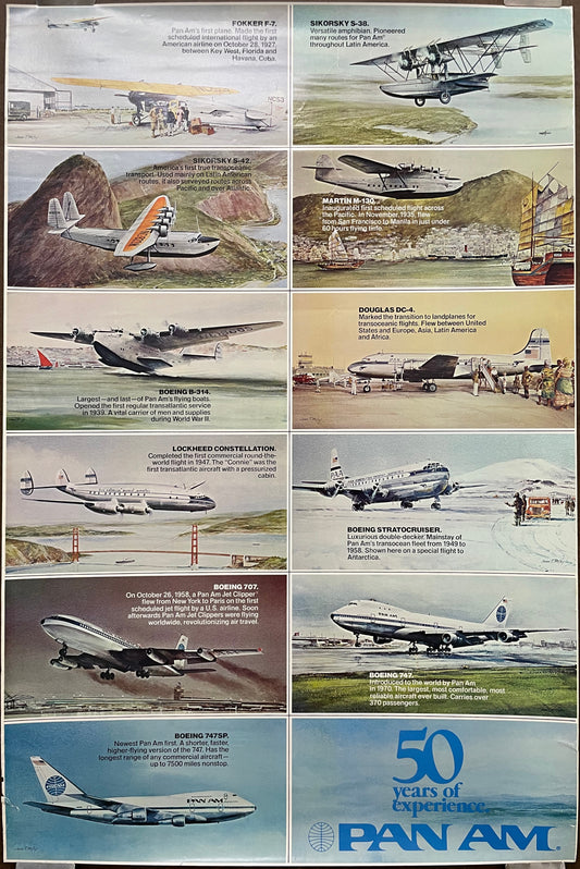 50 Years of Experience Pan Am, vintage Pan Am airline travel poster, 1977 at Happiest Kid Finds