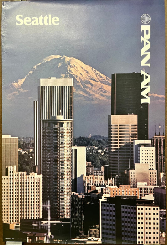 (P137) Seattle, vintage Pan Am airline travel poster, 1977 at Happiest Kid Finds